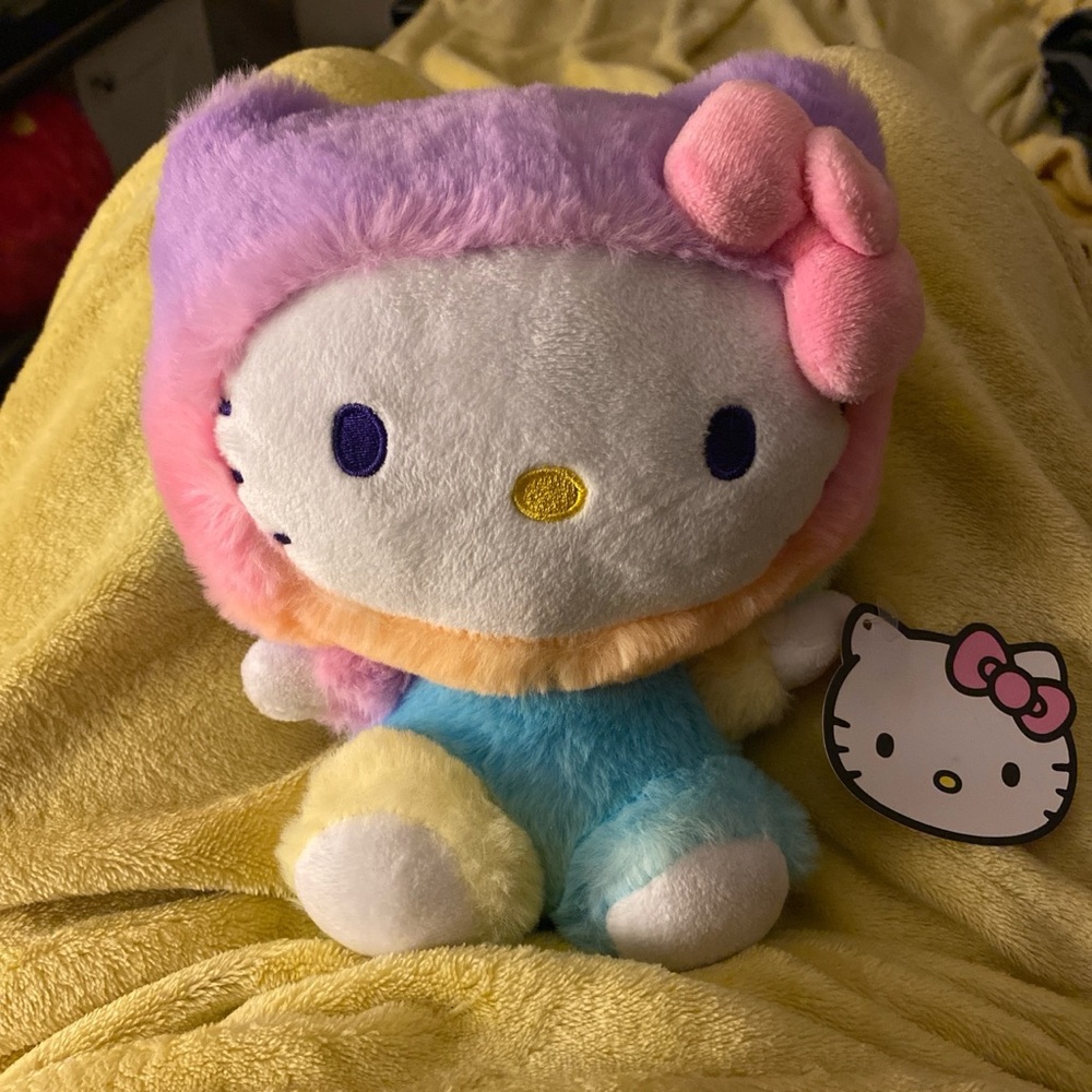 Hello Kitty Plush with Pastel Rainbow Colors